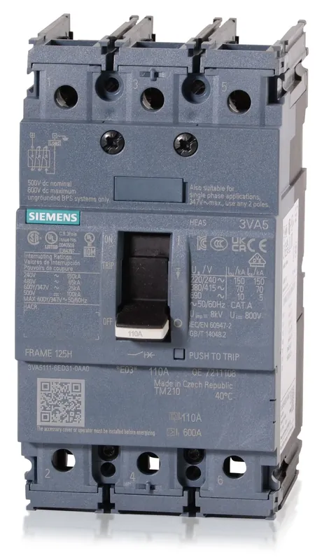 Siemens 3VA5111-6ED31-0AA0 - 110A 3 Pole Molded Case Circuit Breaker Mega Sale