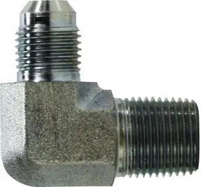 Budget Midland Metal 250184 90 deg Straight Elbow, 1/2 in 37 deg JIC Male Flared x 1/4 in MPT, Steel