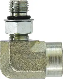 Midland Metal 6805NWO108 90 deg Elbow, 7/8 in Male ORB x 1/2 in FIP, Steel Certified