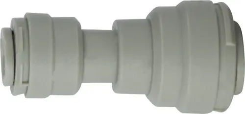 Final Sale Midland Metal 20754P Reducing Union, 3/8 in Push-In Tube x 3/16 in Push-In Tube, Plastic