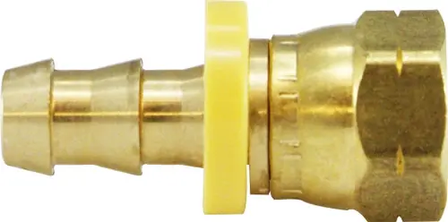 Factory Price Midland Metal 30254 Swivel Connector, 5/16 in Push-On Hose Barbed x 5/16 in Female SAE 45 deg Flared, Brass