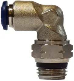 Midland Metal 20083N 90 deg Swivel Elbow, 3/8 in Push-In x 1/4 in MNPT Global, Brass, Nickel-Plated Professional Grade