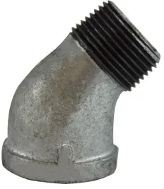 Midland Metal 64205 45 deg Street Elbow, 1 in MPT x 1 in FPT, Iron, Galvanized, 150 lb Authentic