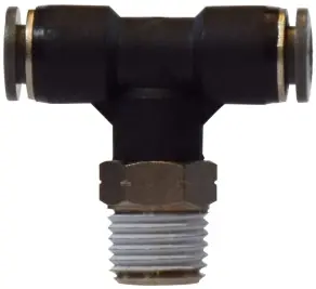 Midland Metal 20107C Swivel Branch Tee, 3/8 in Push-In Tube x 1/4 in MIP x 3/8 in Push-In Tube, Composite Certified