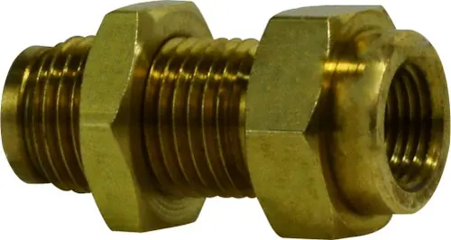 Deal Midland Metal 20172 Bulkhead Union, 3/8 in Push-In Tube x 1/4 in FIP, Brass