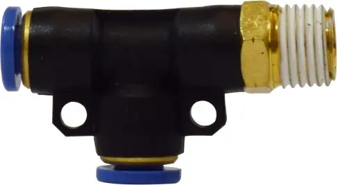 Final Sale Midland Metal 20174C Swivel Run Tee, 1/2 in Push-In Tube x 1/4 in MNPT x 1/2 in Push-In Tube, Composite