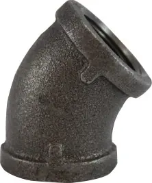 Budget Midland Metal 65192 45 deg Elbow, 6 in FPT x 6 in FPT, Iron, Black, 150 lb
