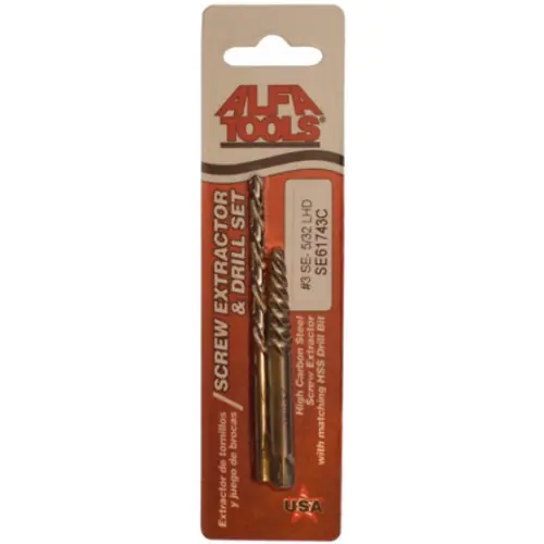Alfa Tools SE61745C 5Screw Extractor Spiral Flute With 19/64 Left Hand Drill Carded Place Order