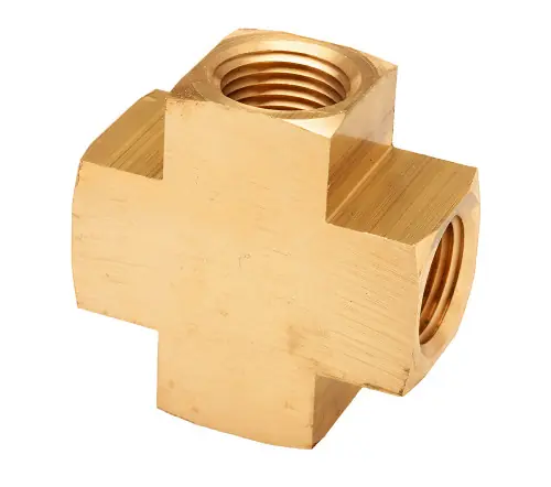 Midland Metal 23950X4 MAF/USA Cross, MAF/USA PIPE, 1/4Fpt Ca360 B/Stk Cross Sae, MAF/USA Brass Fittings Professional Grade