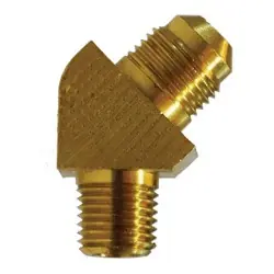 Midland Metal 10453B 45 deg Barstock Elbow, 3/8 in Male SAE 45 deg Flared x 3/8 in MNPTF, Brass Genuine