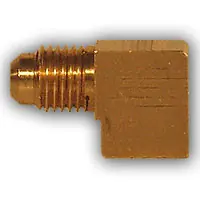 Authentic Mid-America Fittings 250X6 90 deg Barstock Elbow, 3/8 in SAE 45 deg Male Flared x 1/4 in FPT, Brass