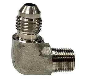 Markdown Stainless Adapters SS2501-06-04 90 deg Elbow, 3/8 in 37 deg JIC Male Flared x 1/4 in MNPT, Stainless Steel