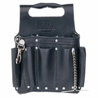 Ideal Industries 35-950BLK Blk Premium Leather Toolpouch W/ Shoulder Strap Factory Price