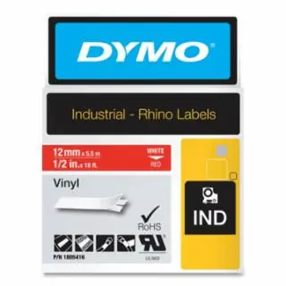 While Supplies Last DYMO RHINO RHINO 1/2" RED VINYL (WHITE PRINT)
