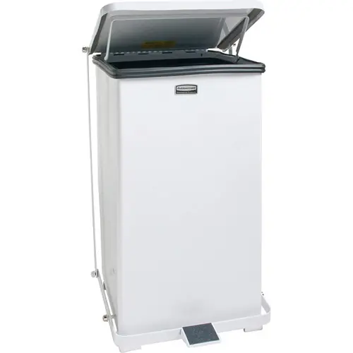 Rubbermaid Commercial FGST12EPLWH Defenders Sq Step Can 25L/6.5G Trusted Brand