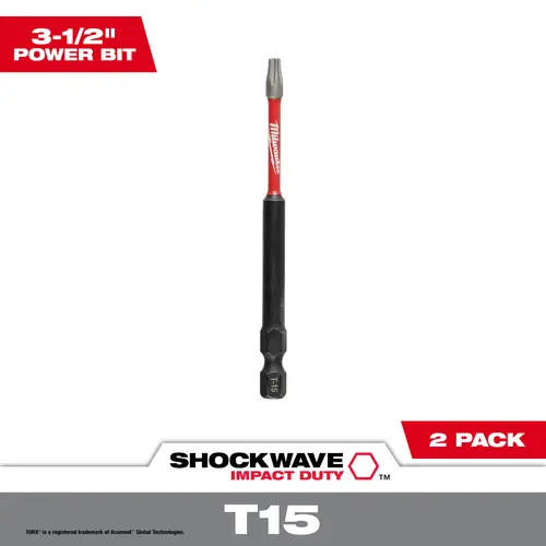 Clearance Milwaukee Tool 48-32-4677 SHOCKWAVE Impact Duty 3-1/2" T15 Bit (2 PK), 3 Pack