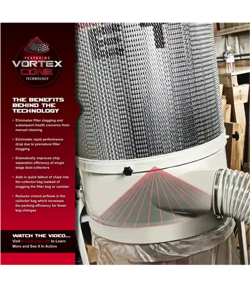 JET JT9-708658K DC-1100VX-5M Dust Collector, 1.5HP 1PH 115/230V, 5-Micron Bag Filter Kit Buy Today