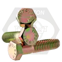 Crafted 1/4"-28 x 2 3/4" Hex Cap Screws, Grade 5, Zinc-Yellow Cr+6, Partial Thread, Fine (UNF), Medium Carbon Steel, Qty 100