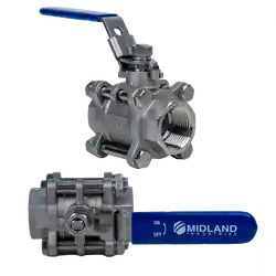 Get Yours Midland Metal 949277 3-Piece Ball Valve, 2-in Nominal, FPT, 1000 psi Pressure, 316 Stainless Steel Body