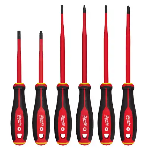Professional Grade Milwaukee Tool 48-22-2206 6pc 1000V Insulated Slim Tip Screwdriver Set