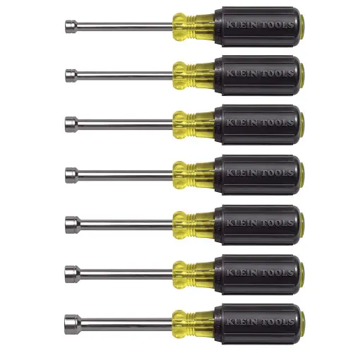 Discount Klein Tools 65160 Nut Driver Set, Metric Nut Drivers, 3-Inch Shafts, 7-Piece