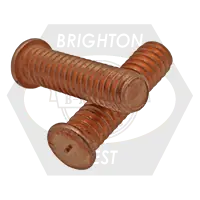 Premium 10-24 x 1 1/2" Flanged Capacitor Discharge (Cd) Stud, Mild Steel, Copper Plated, Qty 2500