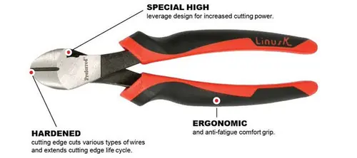 7" Tpr Grip Proferred High Leverage Heavy Duty Diagonal Pliers, Qty 1 Professional Grade