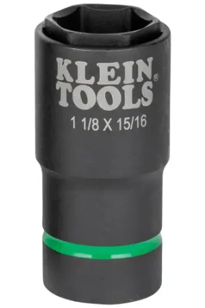 Klein Tools 66066 2-in-1 Impact Socket, 6-Point, 1-1/8 and 15/16-Inch Free Returns