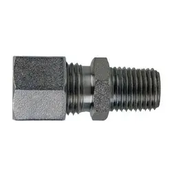 Budget Midland Metal D2404-L10-04 Male Pipe Adapter, L10 Metric Bite Type x 1/4-in Male NPTF, Steel, Trivalent Chromium Zinc-Plated