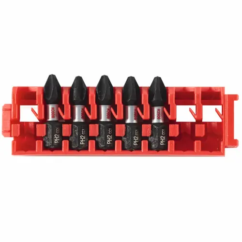 Today Only Bosch ITDPH2105C 5 pc. Driven 1 In. Impact Phillips 2 Insert Bits with Clip for Custom Case System (5 Pack)