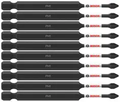 Clearance Bosch ITPH135B 10 pc. Impact Tough 3.5 In. Phillips 1 Power Bits (Bulk Pack) (10 Pack)