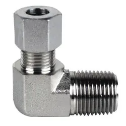 Flash Sale Midland Metal D2501-S12-04 90-deg Male Elbow, S12 Metric Bite Type x 1/4-in Male NPTF, Steel