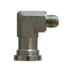 Midland Metal 17041012 90-deg Elbow Adapter, 5/8-in Male JIC x 3/4-in Code 61 Flange, Steel Crafted