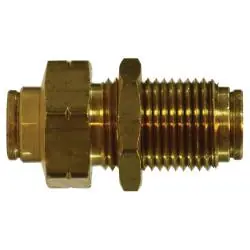 Midland Metal 20127A Bulkhead Union, 1/4-in Push-to-Connect x 1/4-in Push-to-Connect, Brass Get Yours