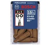 Final Sale Bosch P2R2115TCB 15 pc. 1 In. Phillips and Robertson P2R2 Insert Bits (15 Pack)