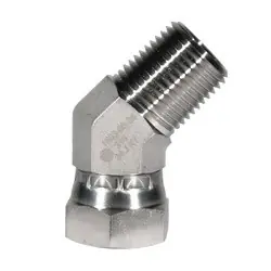 STAINLESS ADAPTERS SS1503-24-24 45-deg Swivel Elbow, 1-1/2-in Male NPTF x 1-1/2-in Female NPSM Swivel, Stainless Steel Free Returns
