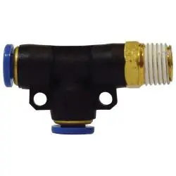 Midland Metal 20161C Swivel Run Tee, 5/32-in Push-to-Connect x 1/8-in Male NPT Swivel x 5/32-in Push-to-Connect, Composite Clearance