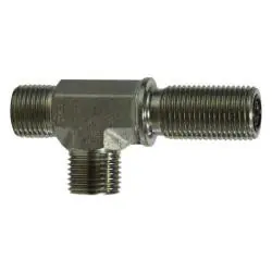 Midland Metal FS270488 Bulkhead Union Run Tee, 1/2-in Male O-Ring Face Seal x 1/4-in Male O-Ring Face Seal, Steel Flash Sale
