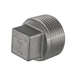 Next Day Delivery Midland Metal 63644MS SP-114 Cored Square Head Plug, 4-in MPT, 316 Stainless Steel