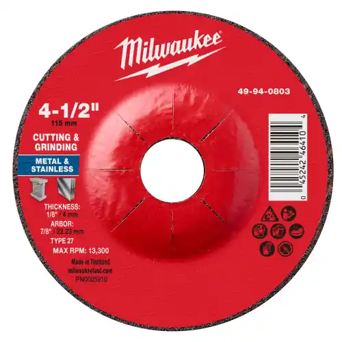 Milwaukee 49-94-0803 4-1/2" x 1/8" x 7/8" Dual Metal Cut & Grind Wheel - Type 27, 25 Pack Big Sale