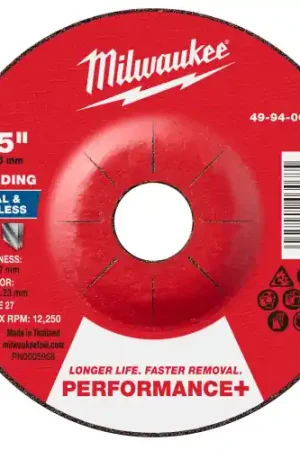 Milwaukee 49-94-0613 5" x 1/4" x 7/8" Performance+ Metal Grinding Wheel - Type 27, 10 Pack Best Choice