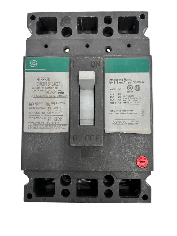 GE/General Electric THED136100 100 Amp 3 Pole 600V Circuit Breaker - Green Label Factory Price