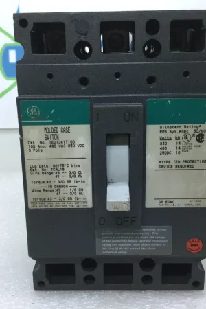 Trending GE General Electric TED134YT100 100 Amp 3 Pole 480V Type TED Circuit Breaker
