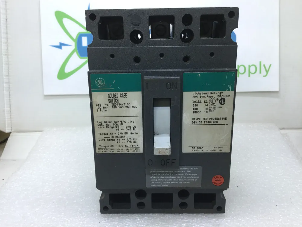Trending GE General Electric TED134YT100 100 Amp 3 Pole 480V Type TED Circuit Breaker