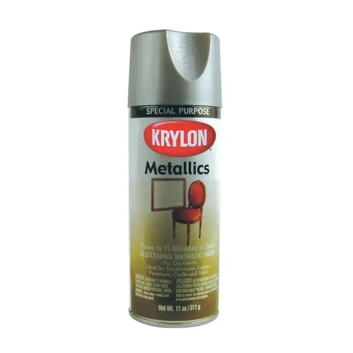 Hot Deal KRYLON 1403 12 oz. Size Interior/Exterior Industrial Maintenance Paint and Primer - Dull Aluminum Color, Tough High-Gloss Finish