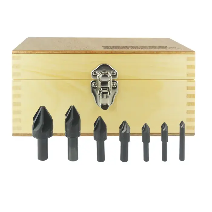 Free Returns M.A. FORD 07-055-189 7 Pc. 1/4" to 1" 60° High Speed Steel Countersink Set