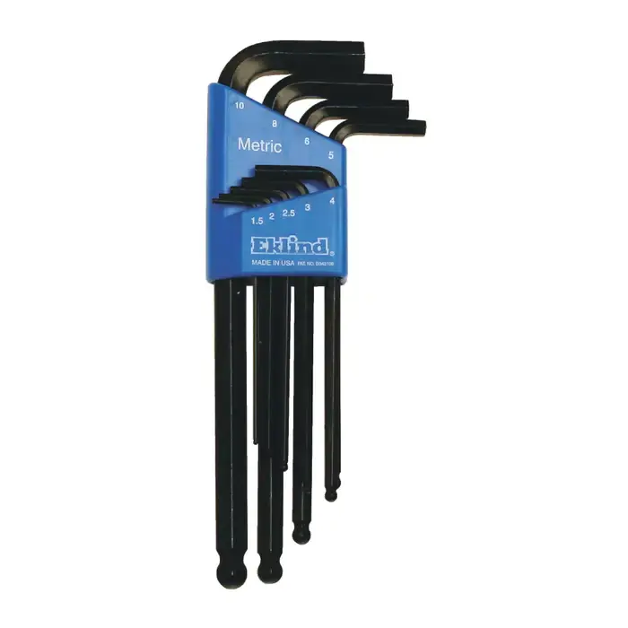 EKLIND 13609 1.5mm to 10mm Hex Size, 3.03", 3.19", 3.48", 3.88", 4.09", 4.57", 5.43", 6.20", 6.58" Long Arm Length, Black Oxide Finish Ball Key Order Now