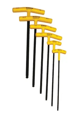 Super Sale BONDHUS BTX60 5/32" - 3/8" Size, Assorted Long Arm Length, Black Oxide Finish T Handle Hex Key