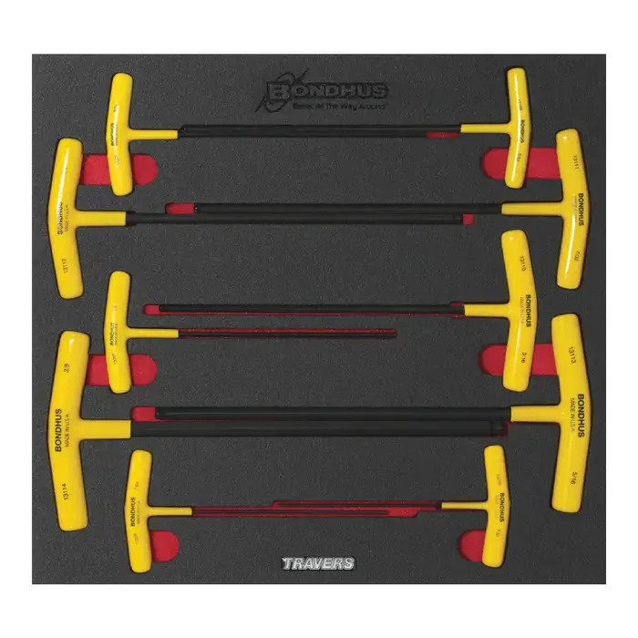 BONDHUS 3/32" - 3/8" Size, Assorted Long Arm Length, Black Oxide Finish T Handle Hex Key Fast Shipping