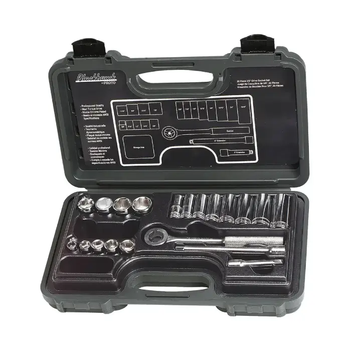 BLACKHAWK BY PROTO 3820-S 3/8" Drive Size, 12 No. of Points, Standard & Deep Socket Type Combination Socket Set Trusted Brand